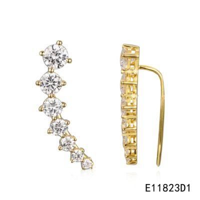 Simple Fashion Cubic Zirconia 925 Sterling Silver Climber Earrings