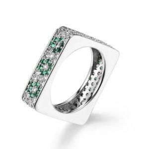 Hot Selling Fashion Costume Match Jewelry 925 Silver Square Ring