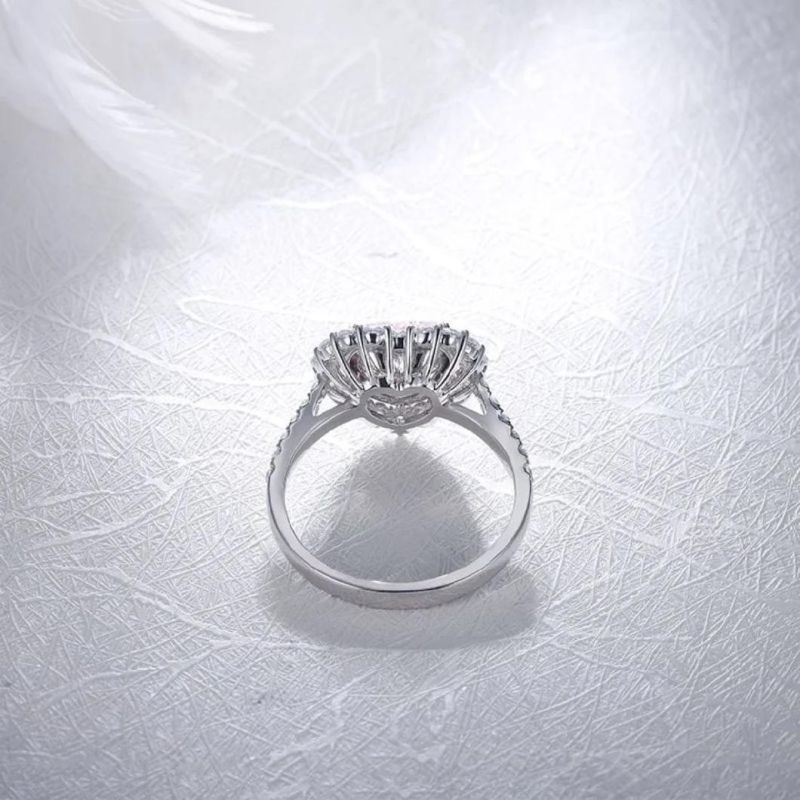 Fashion Accessories 1.0CT Heart Shape Pink Simulated Diamond 9K Gold Rings Wedding Engagement Diamond Ring
