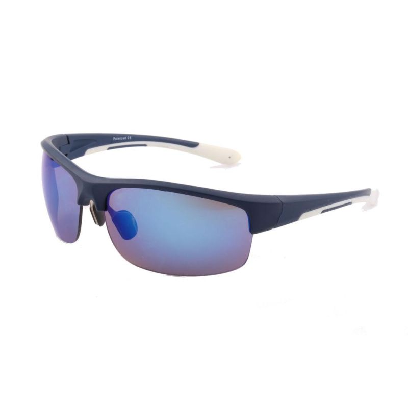 Half Frame Mirrored Lens Sports Sunglasses