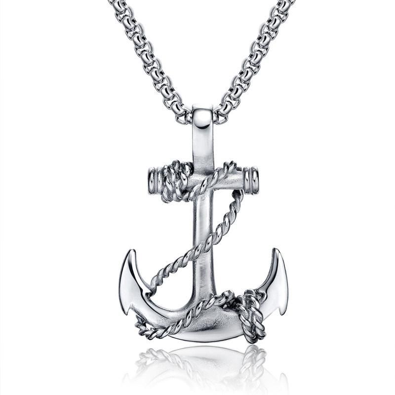 Stainless Steel Anchor Pendant Necklace with Stainless Steel Chain for Mens