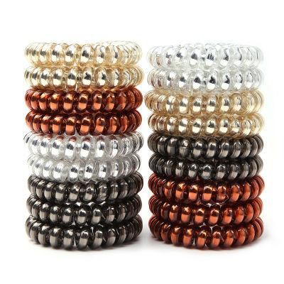 Metallic Color Elastic Spiral Telephone Wire Hairbands (JE1605)