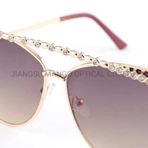 Double Bridges Diamonds Eyebrow Lady Sunglasses