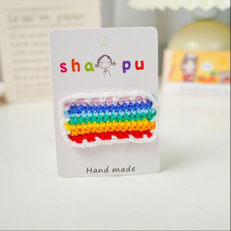 Crochet Rinbow Hair Clips Flowers Customized Ym217