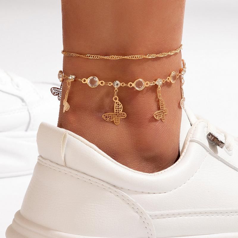 Manufacture New Design 3 Rows Curb Chain and Round Link Chain Bracelet Anklet with Snake Heart Pendant Charm for Women