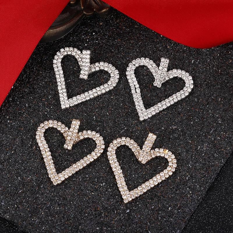 Wholesale Sparkling Heart Shape Crystal Rhinestone Drop Earrings