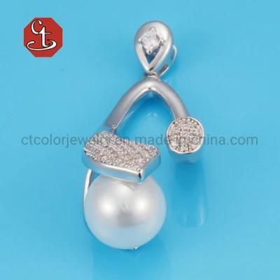925 Sterling Silver Jewelry Set for Women White Pearl Pendant pave Zircon Silver Pendant