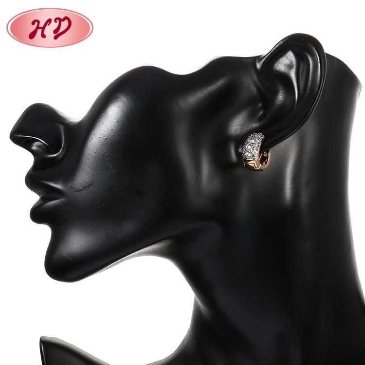 Fashion 18K Gold Silver Alloy Jewelry Stud Drop Huggie CZ Hoop Earrings with Crystal for Women