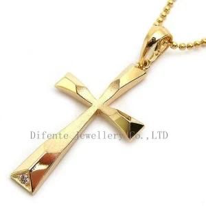 Gold Plating Stainless Steel Cross Pendant Necklace Jewelry (PZ8236)