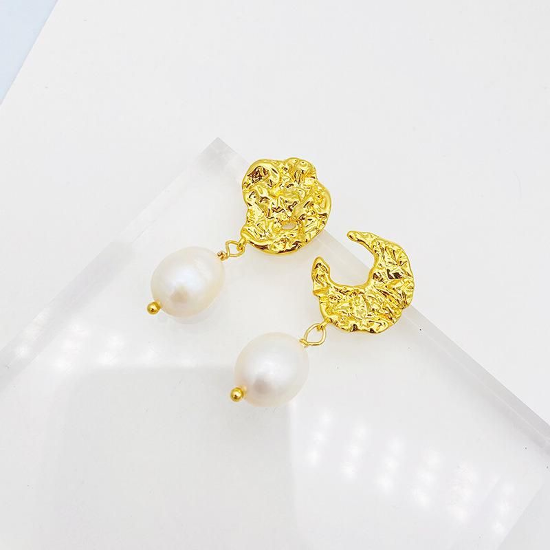 Sun-Moon Unsymmetrical Baroque Pearl Earrings