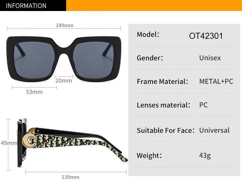 2021 New Arrivals Fashion Designer Square Frame Women Oversized Shades Sunglasses