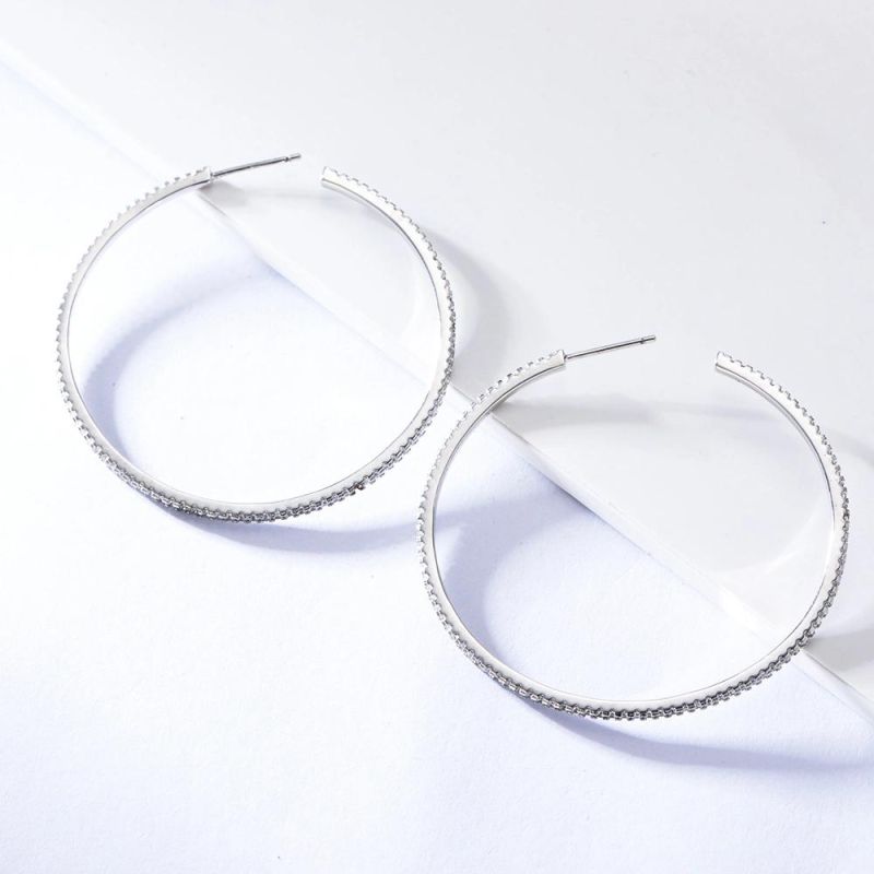 Fashion Lady Jewelry 925 Sterling Silver Big Hoop Earrings