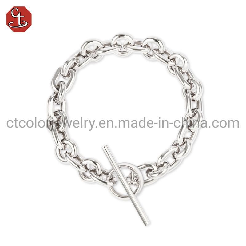 Trendy Popular Simple Jewelry 925 Sterling Silver Brass Hiphop man cuban link plain Bracelet