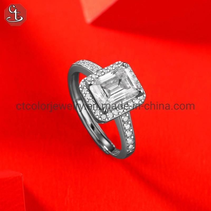Luxury big Sterling Silver Ring 1ct Moissanite diamond rings for party wedding