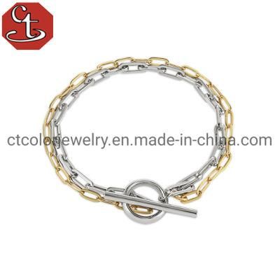 Chain Silver Jewelry Double Link Gold plated Bracelet