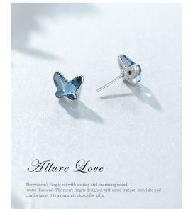 The New Austrian Butterfly Crystal Stud Earrings Are Small and Simple in Sterling Silver