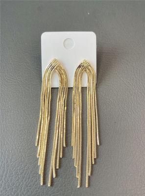 Fashion Jewelry Flat Snake Chain Tassel Stud Earrings for Gold Plated Women Fashion Accessories