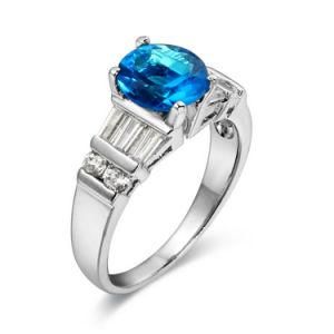 Fashion Jewelry 925 Sterling Silver Ocean Blue Engagement Ring