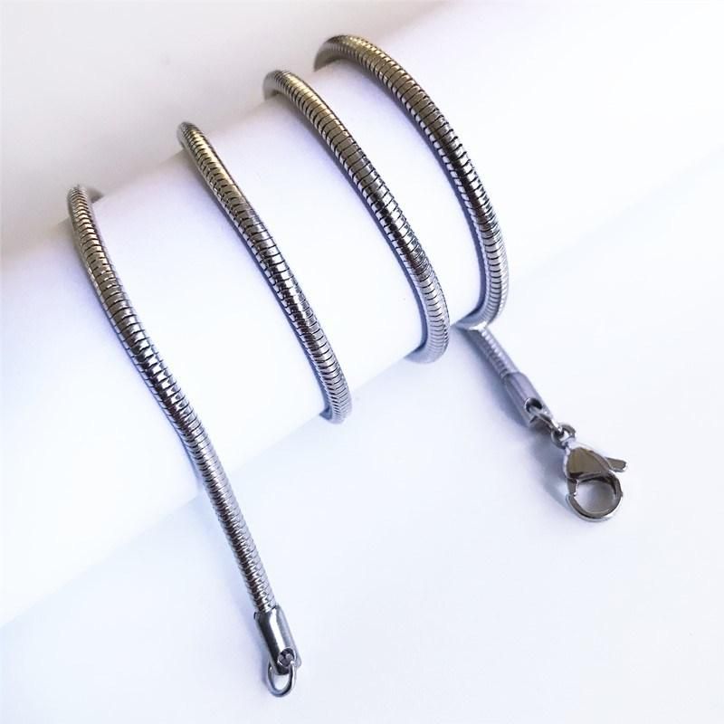 Fashion Semi Jewelry Accessories 18K Gold Plated Stainless Steel Round Snake Chain Anklet Bracelet Necklace