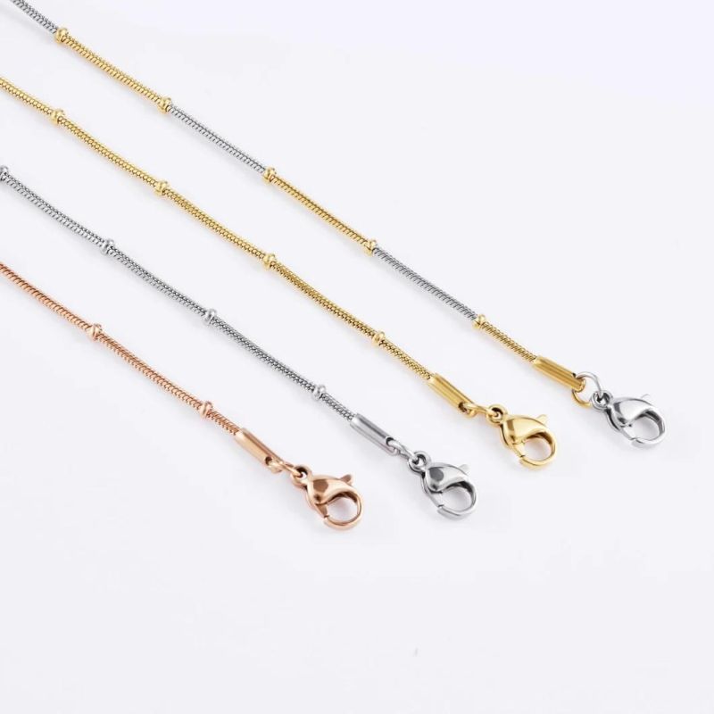 Free Sample Fashion Jewelry Snake Chain Gold Plated Anklet Bracelet Necklace with Beads for Craft Design
