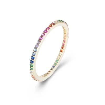 Elegant colorful Rainbow Band Full Eternity Ring Wedding Engagement