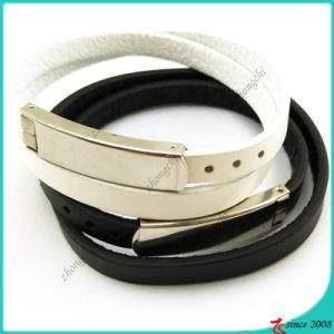 Double Black White Leather Bracelet Simple Design (LB16041948)
