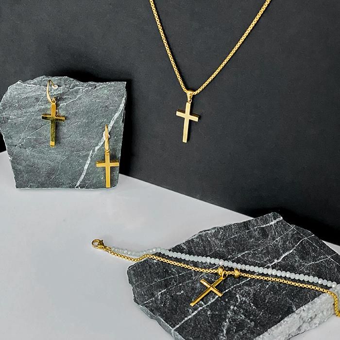 New Design Gold Plated Jewelry Set Fashion Double Wear Necklace Cross Pendant Necklaces Jewellery