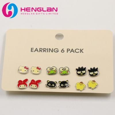 Children&prime; S Favourite Handmade Hello Kitty with Frog and Cat Animal Topical Stud Earring