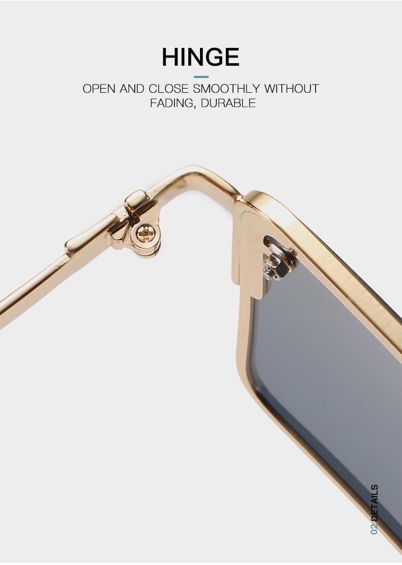 New Metal Frame Textured Sunglasses Square Big Frame European and American Style Ins Sunglasses One-Piece Sunglasses