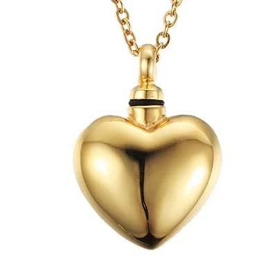 Cremation Urn Pendant Jewelry Ash Holder Heart Gold Plated Pendant Memorial Jewelry