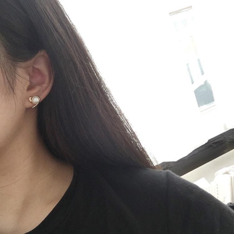 Fashion Jewelry for Women Silver Plated with Smooth Wild Heart Pearl Stud Earrings