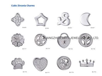 Multi-Shape Cubic Zircons DIY Silver Charm