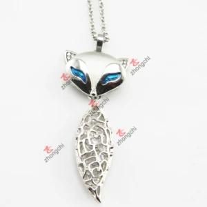 Cute Fox Pendant Necklace with Logo Chain