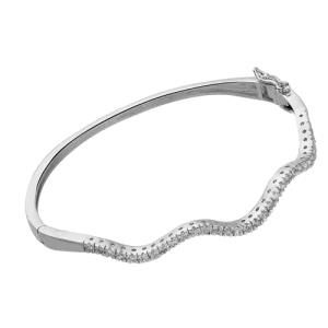 Thin Stackable Modern Weave Bangle Bracelet 925 Silver