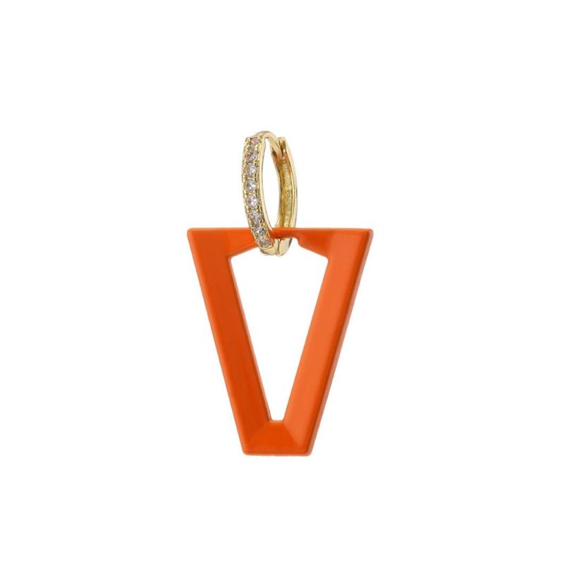 Exaggerated Women Ear Jewelry Colorful Inverted Triangle Hoop Earrings