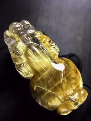China Gold Rutilated Quartz Brave Troops Pendants Natural Crystal