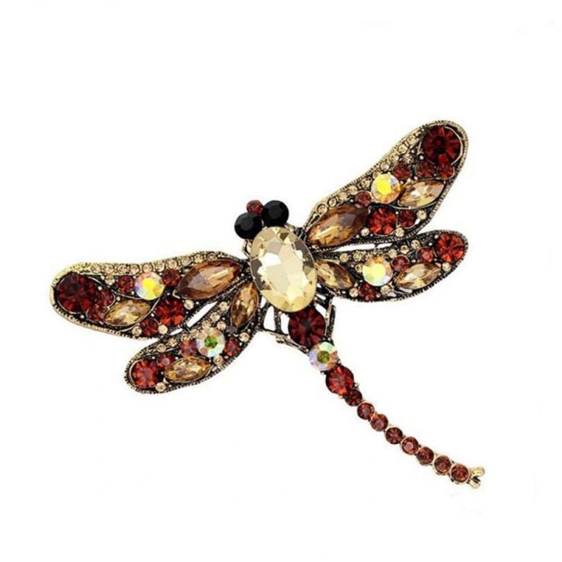 Classical Dragonfly Alloy Crystal Rhinestone Pin Jewelry Brooch