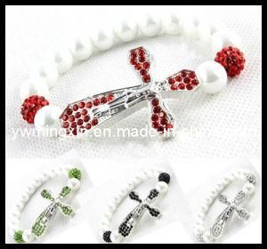 Factory Religious Fashion Pearl Beaded Cross Jewelry Bracelet (R013)