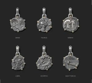 Wholesale Jewelry 12 Astrology Constellation Horoscope Sign Stainless Steel Men Zodiac Necklace