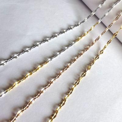 Factory Supplier 18 20 22 24 Inch Stainless Metal Alloy Fashion Jewelry Embossed Chain Rose Gold Plated Bracelet Necklace Jewelry