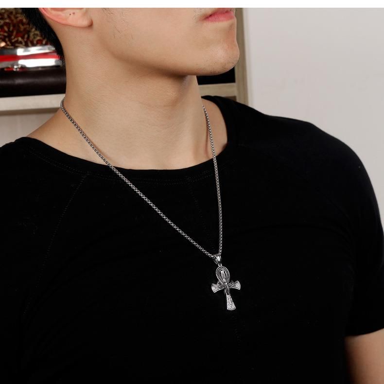 Fashion Stainless Steel Male Cross Necklace