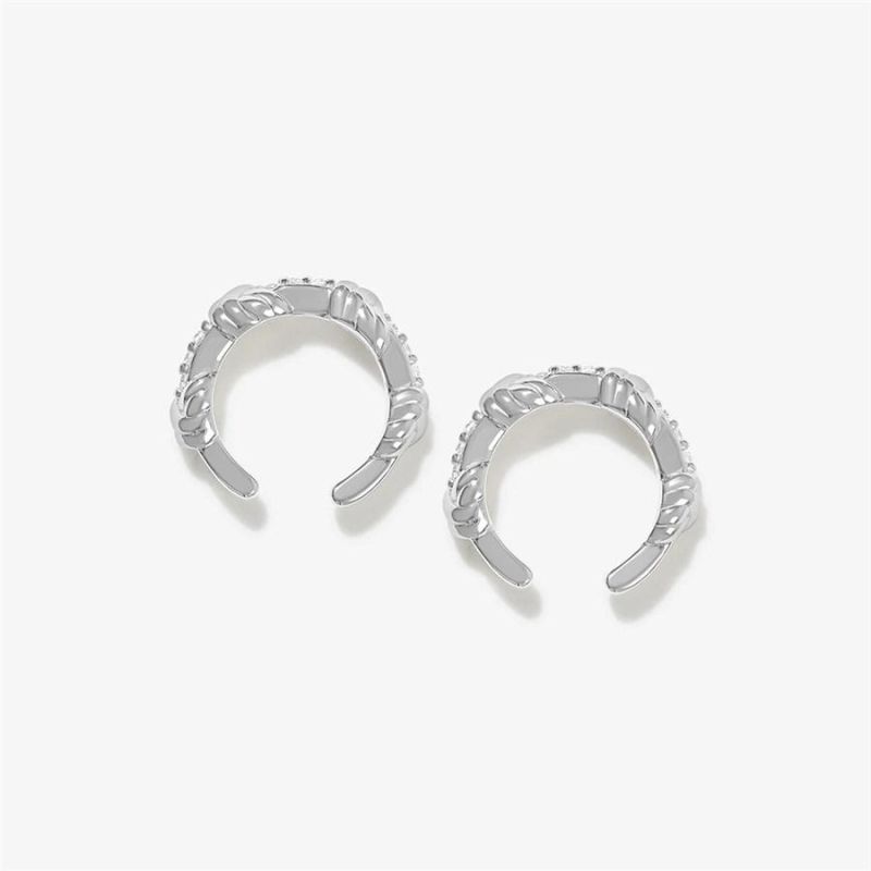 Fashion Triple Knot Ear Cuffs Rhodium Plated Sterling Silver