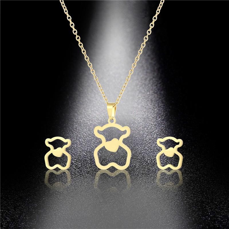 Manufacturer Custom Fashion Jewelry Tarnish Free 14K 18K Gold Plated Stainless Steel Jewelry Sets PVD Coated jewellery Set