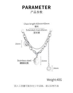 Fashion Jewelry Adjustable Double Smile Coin Pendant Stainless Steel&#160; Women Necklace&#160;