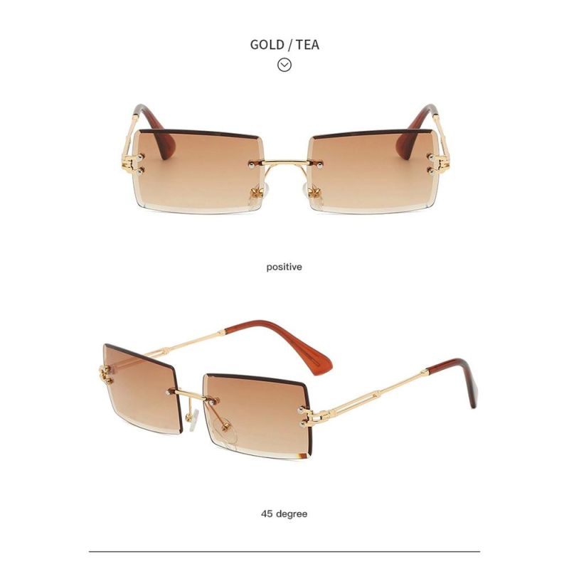 New Frameless Cut-Edge Square Sunglasses Women Fashion Ins Gradient Color Street Photography Sunglasses