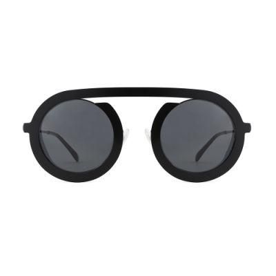 2022 Wholesale Trendy Men Womens Luxury Round Metal Shade UV400 Sunglasses