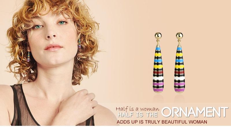 Fashion Jewelry Yellow Gold Colorful Rainbow Enamel Earrings