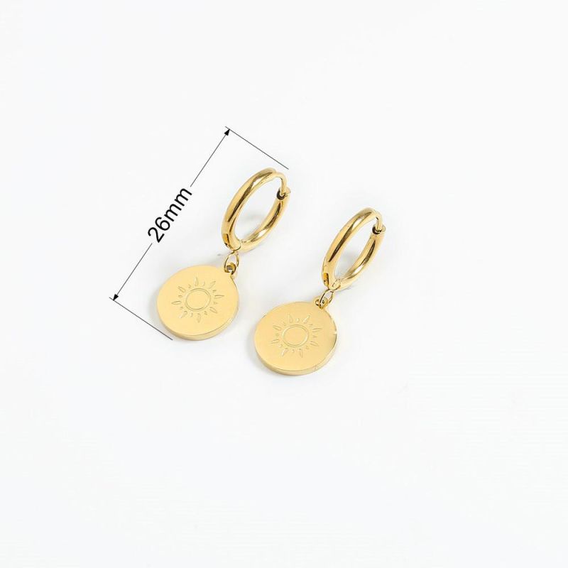 Manufacturer Custom High Quality Jewelry 2022 New Jewelry 18K Gold-Plated Stainless Steel Sun Pattern Earrings Custom