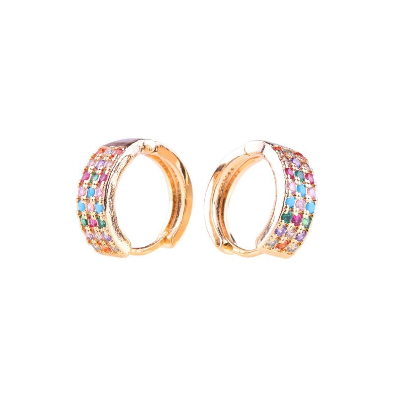 Fashion Gold Female Zircon Hoop Huggie Earring for Gift Decoration