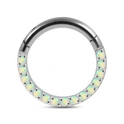 Titanium Prong Setting Opal Eternity Seamless Hinged Clicker Ring
